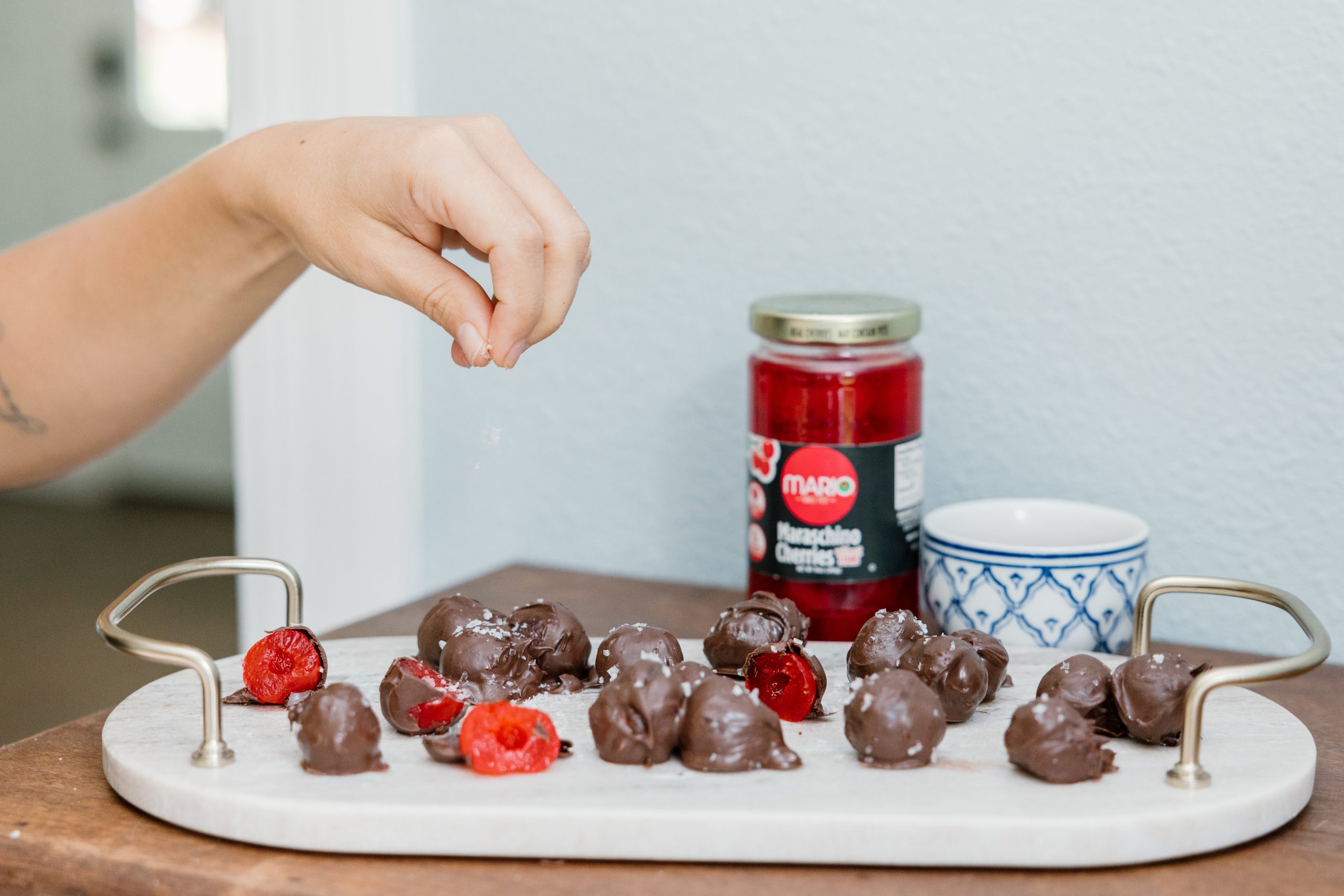 Dark Chocolate Cherries with Flaky Sea Salt - MarioCamacho